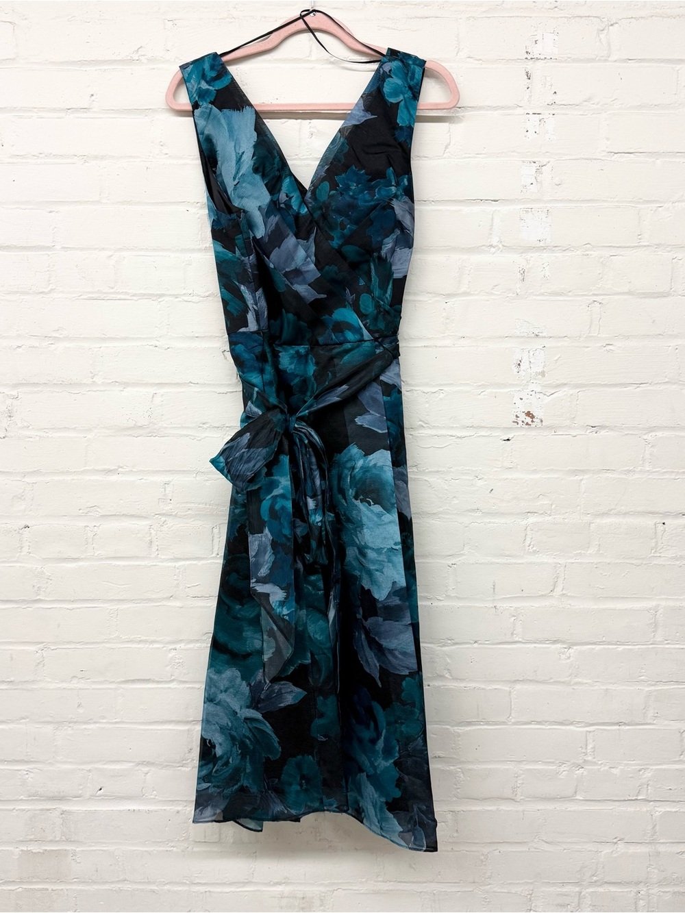 NWT Alex Evenings Blue Printed Midi Yoryu Sleeveless Dress Size 12 - Picture 2 of 10